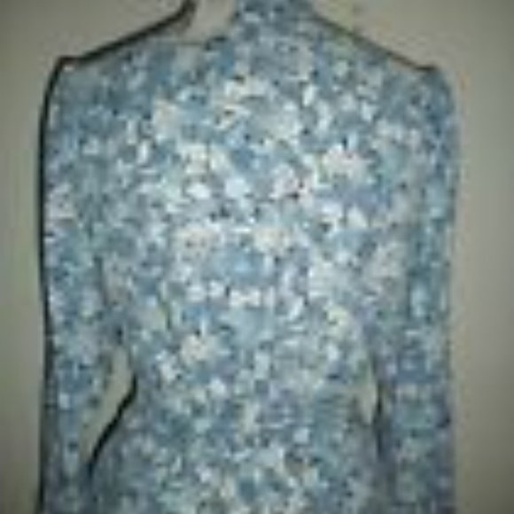 LAUREN RALPH LAUREN MS SIZE 4 BLUE AND WHITE FLORAL PRINT BELTED DRESS - Picture 7 of 7